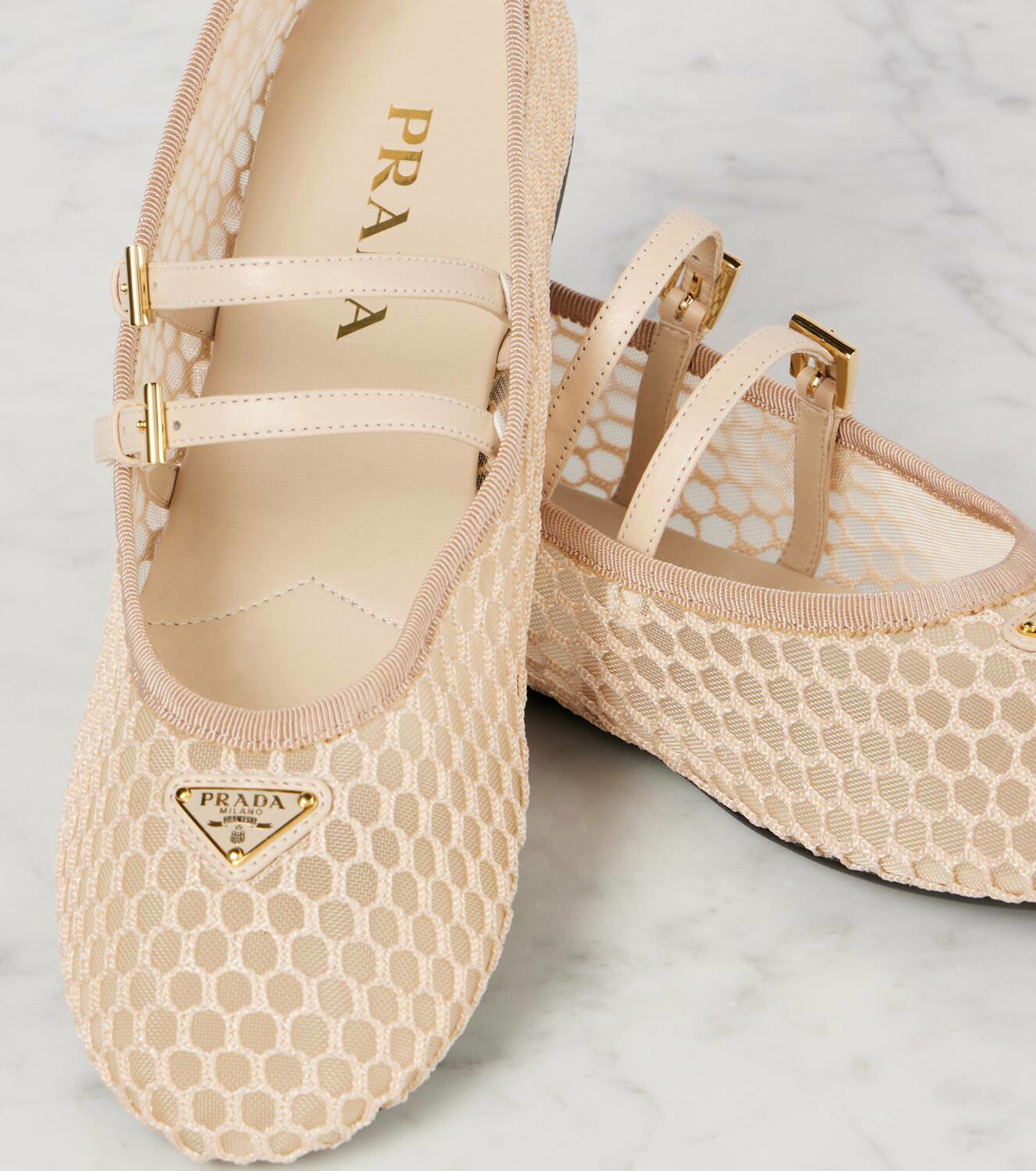 PRADA square toe mary jane mesh shoes Step into luxury. ✨ The