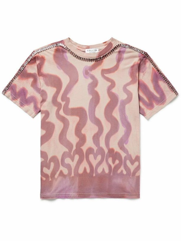 Photo: Collina Strada - Sporty Spice Crystal-Embellished Hand-Dyed Cotton-Jersey T-Shirt - Pink