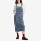 Dickies Women's Bib Overall Midi Dress in Rinsed Blue