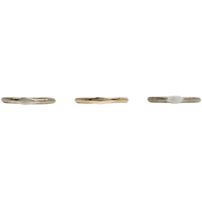 Photo: Pearls Before Swine SSENSE Exclusive Silver and Gold Set of Three Sliced Band Rings