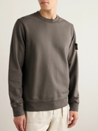 Stone Island - Logo-Appliquéd Garment-Dyed Cotton-Jersey Sweatshirt - Brown