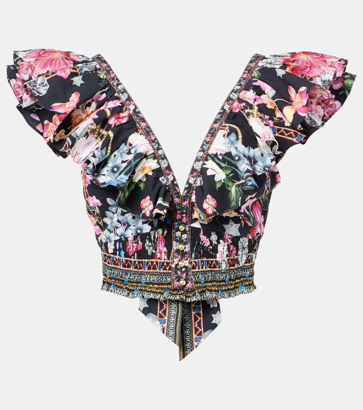 Camilla Crystal-embellished cotton crop top