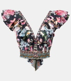 Camilla Crystal-embellished cotton crop top