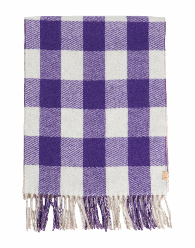 Photo: Woolrich Double-sided Wool Check Scar Womens Scarf in Purple
