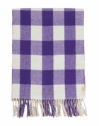 Woolrich Double-sided Wool Check Scar Womens Scarf in Purple