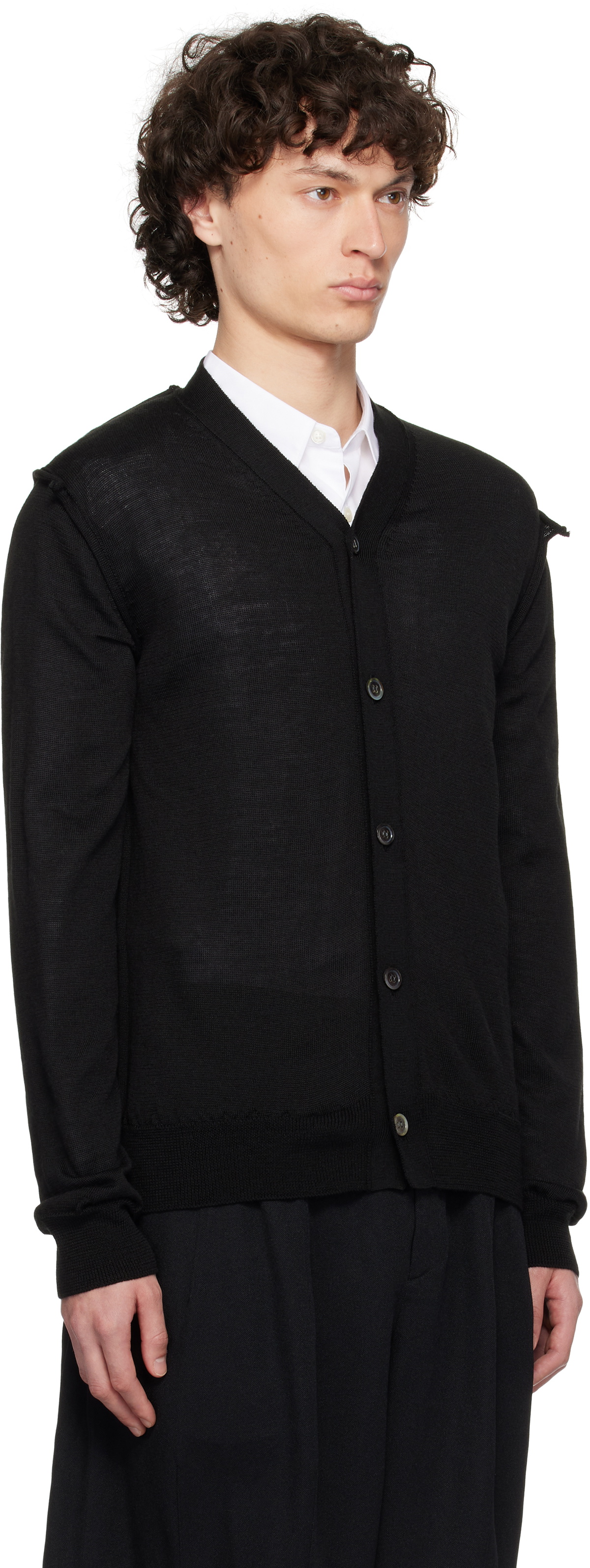Comme des Garçons Homme Deux Black Acrylic & Wool Cardigan