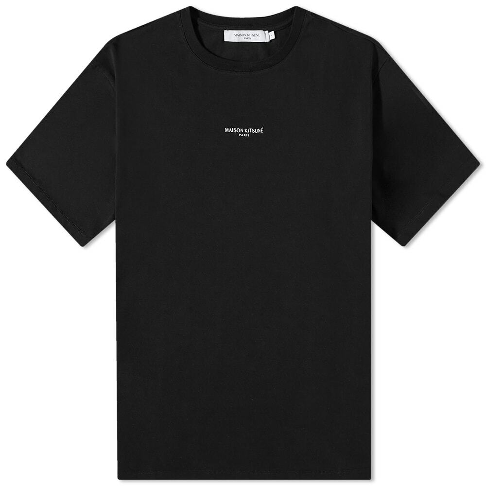 Maison Kitsune Men s Paris Embroidery Relaxed T Shirt in Black Maison Kitsune