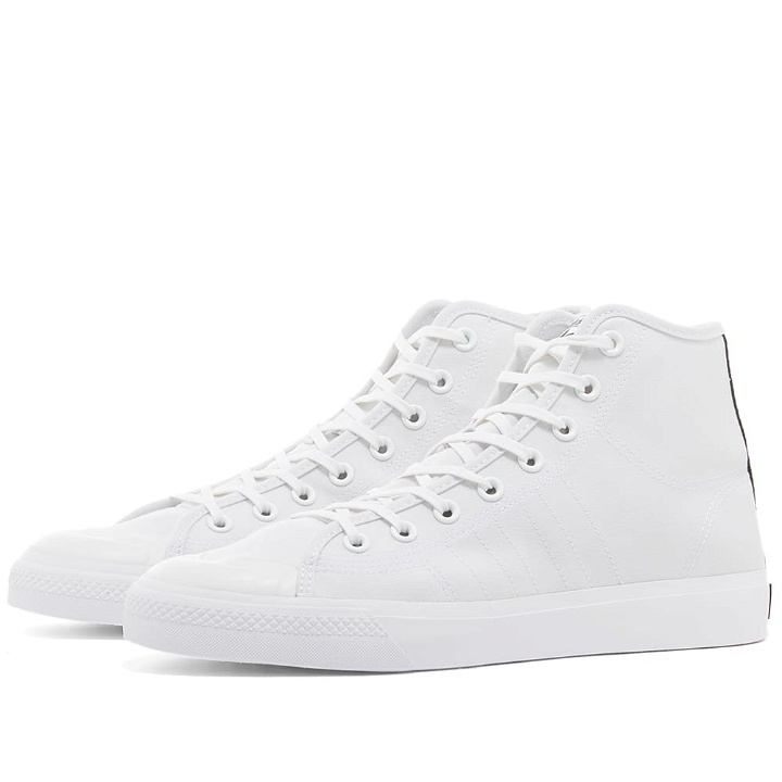 Photo: Adidas Nizza Hi-Top Sneakers in White/Core Black