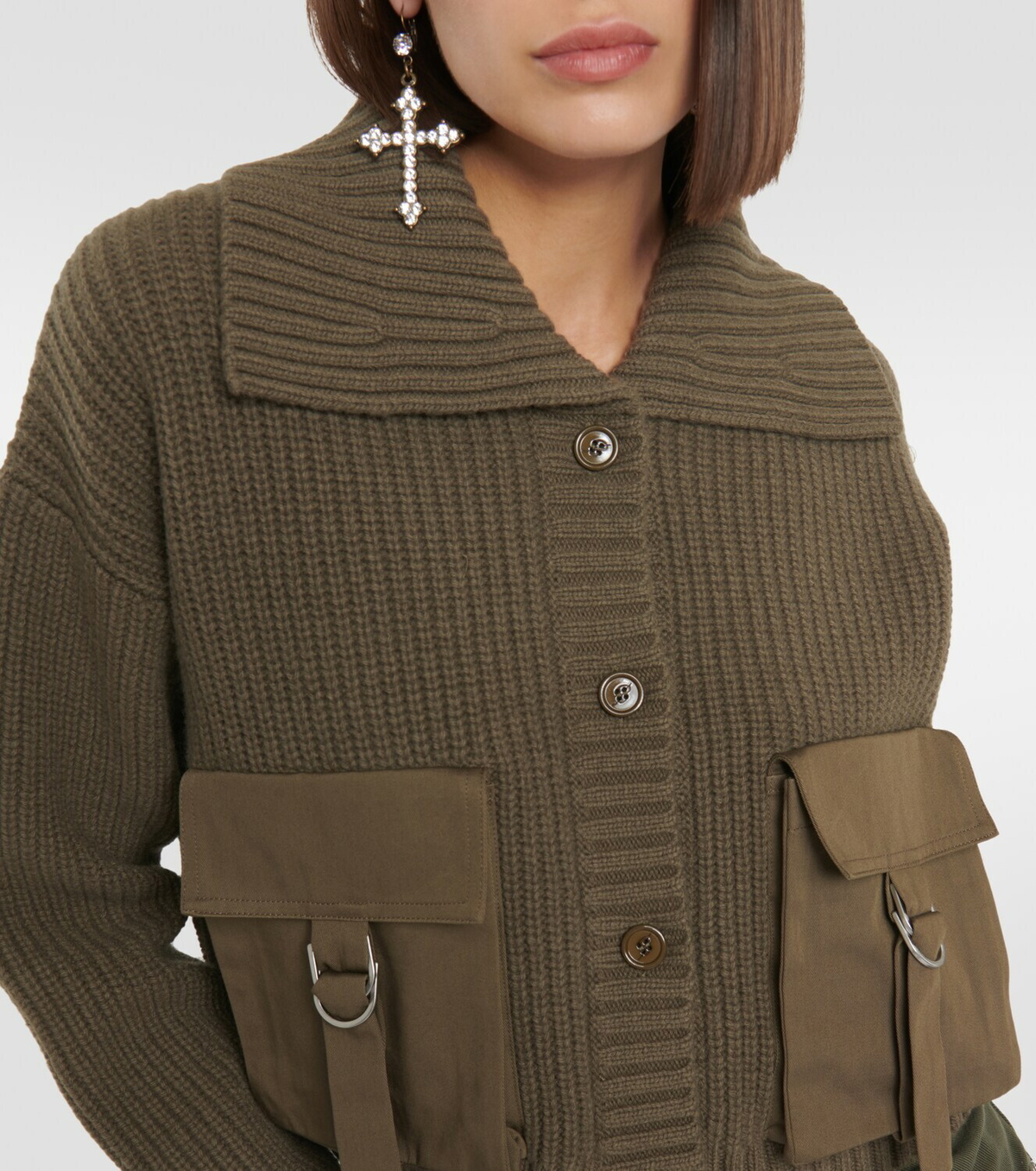 Blumarine Ribbed-knit wool cardigan
