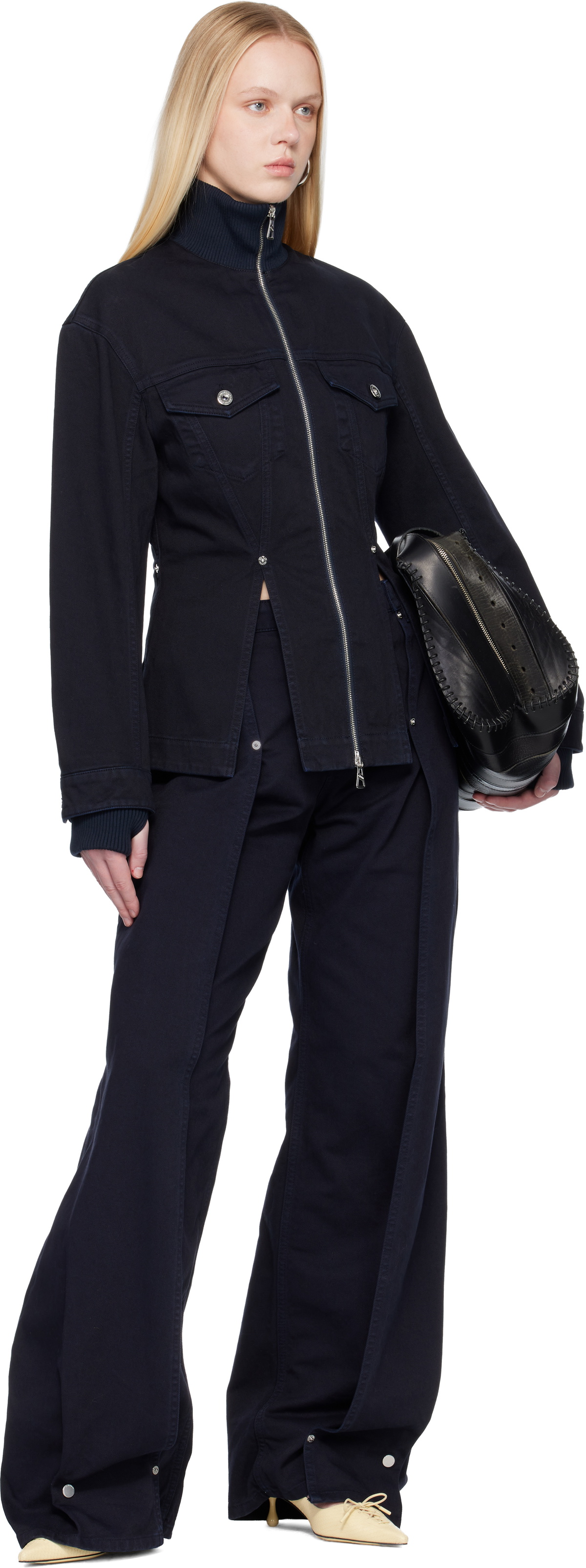 Jean Paul Gaultier Navy 'The Slit' Denim Jacket