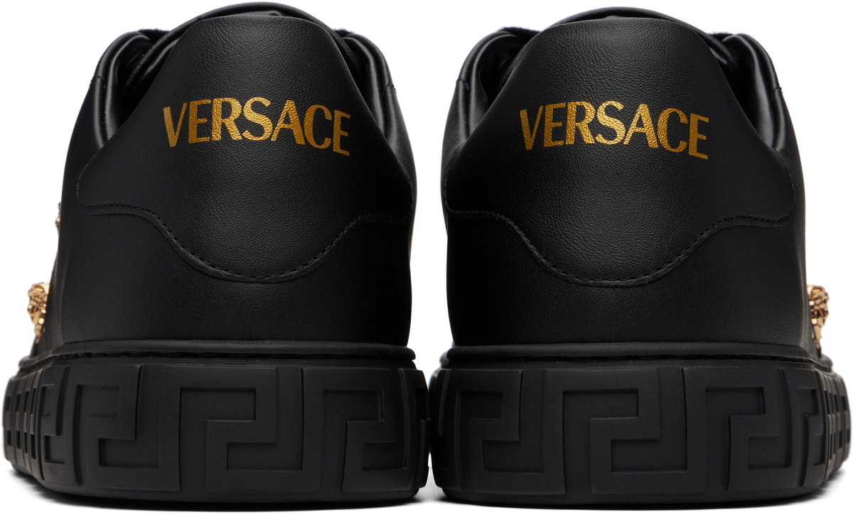 Versace Black Greca Embellished Nylon Sneakers