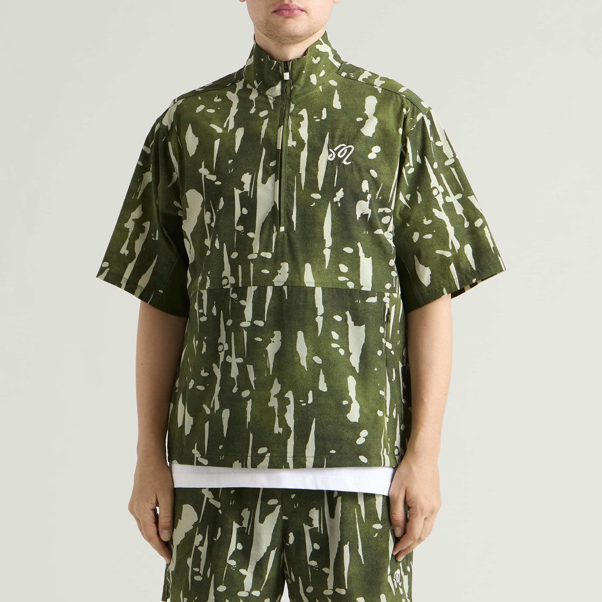 Malbon Men's Pine Inkwash Windshirt in Olive Inkwash