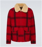RRL Shearling-trimmed checked wool jacket