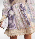 Zimmermann - Celestial floral linen and silk miniskirt