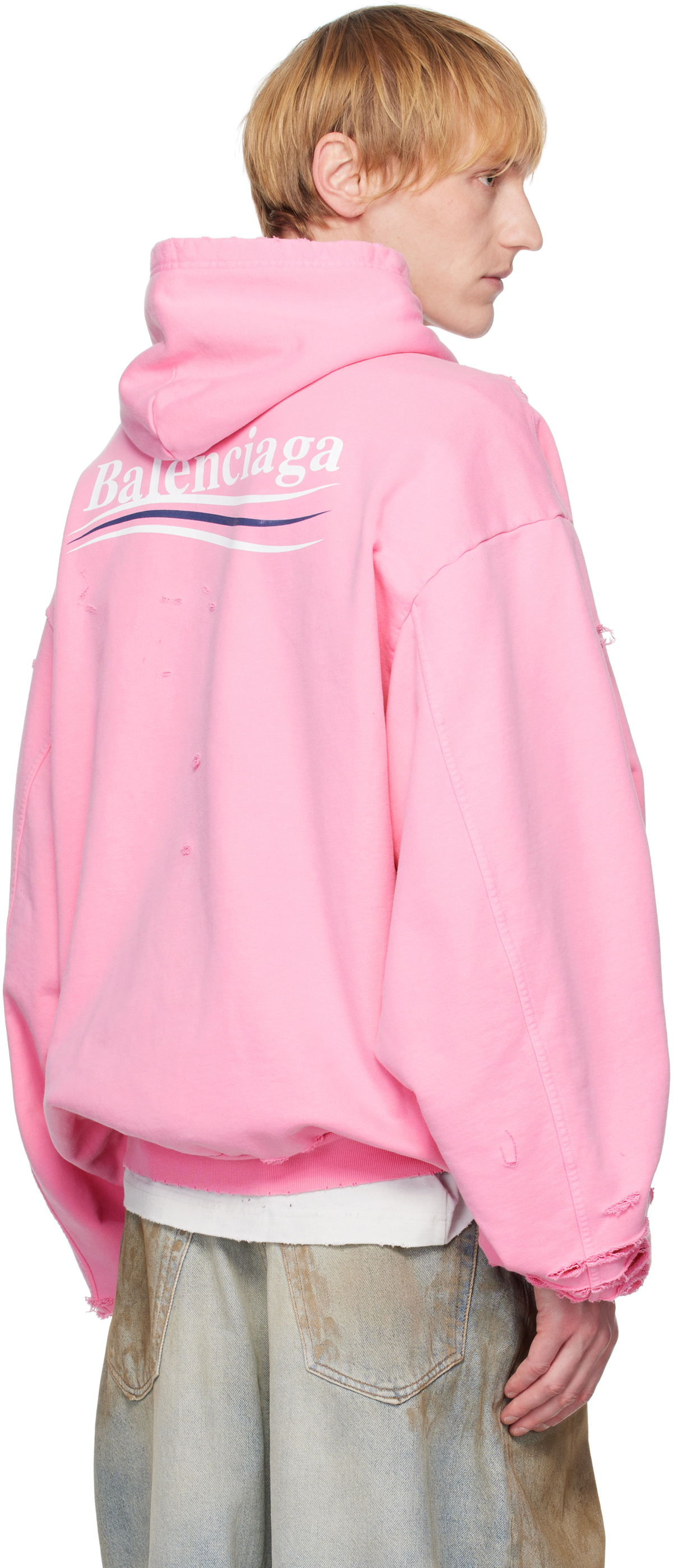 Balenciaga Pink Political Campaign Layered Hoodie Balenciaga