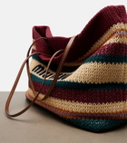 Miu Miu Striped woven raffia-effect tote bag