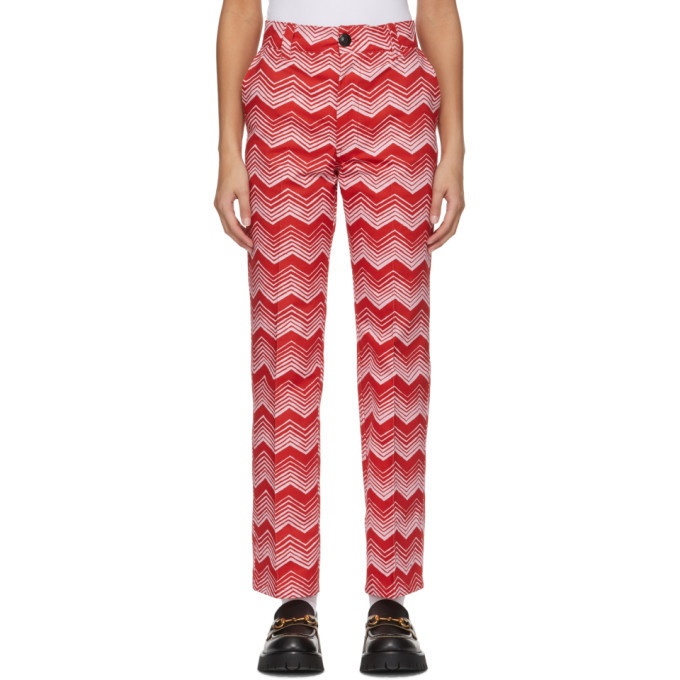 Photo: SSENSE WORKS SSENSE WORKS Jeremy O. Harris Red and Pink Straight Trousers