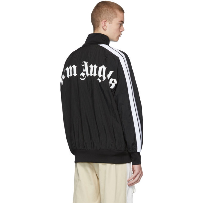 logo-print track jacket in black - Palm Angels® Official