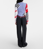 Jean Paul Gaultier Leather-trimmed wool wide-leg pants