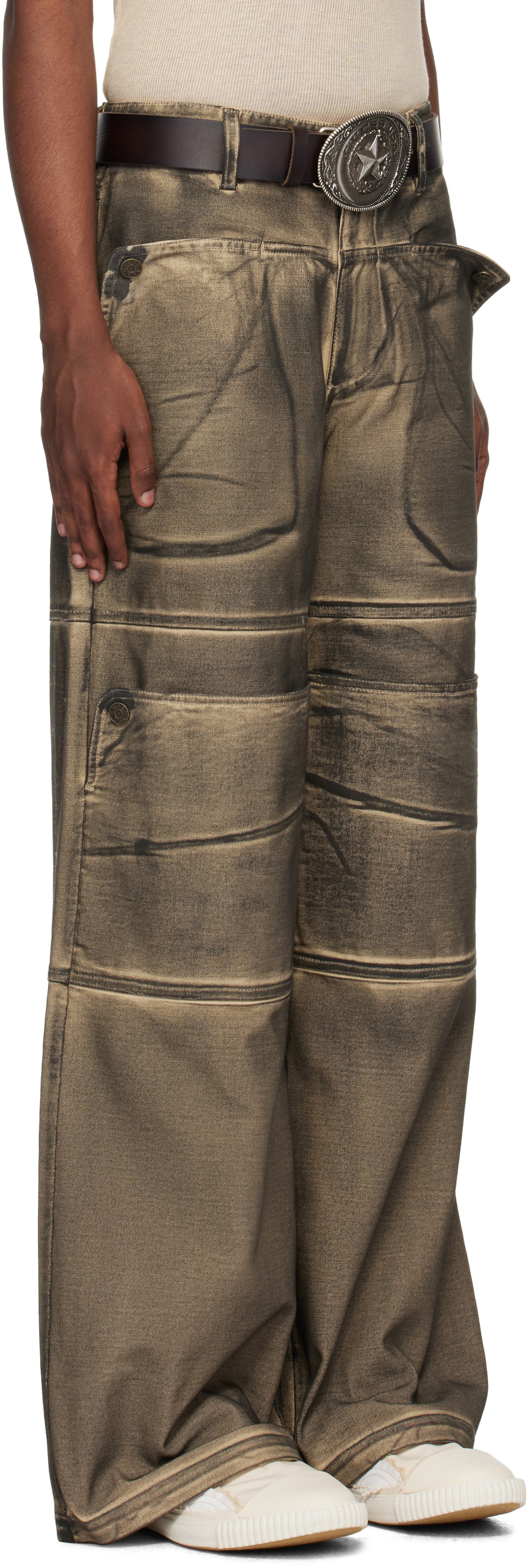 GUESS USA Brown Screenprinted Cargo Jeans