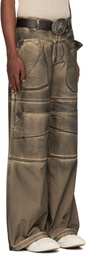 GUESS USA Brown Screenprinted Cargo Jeans