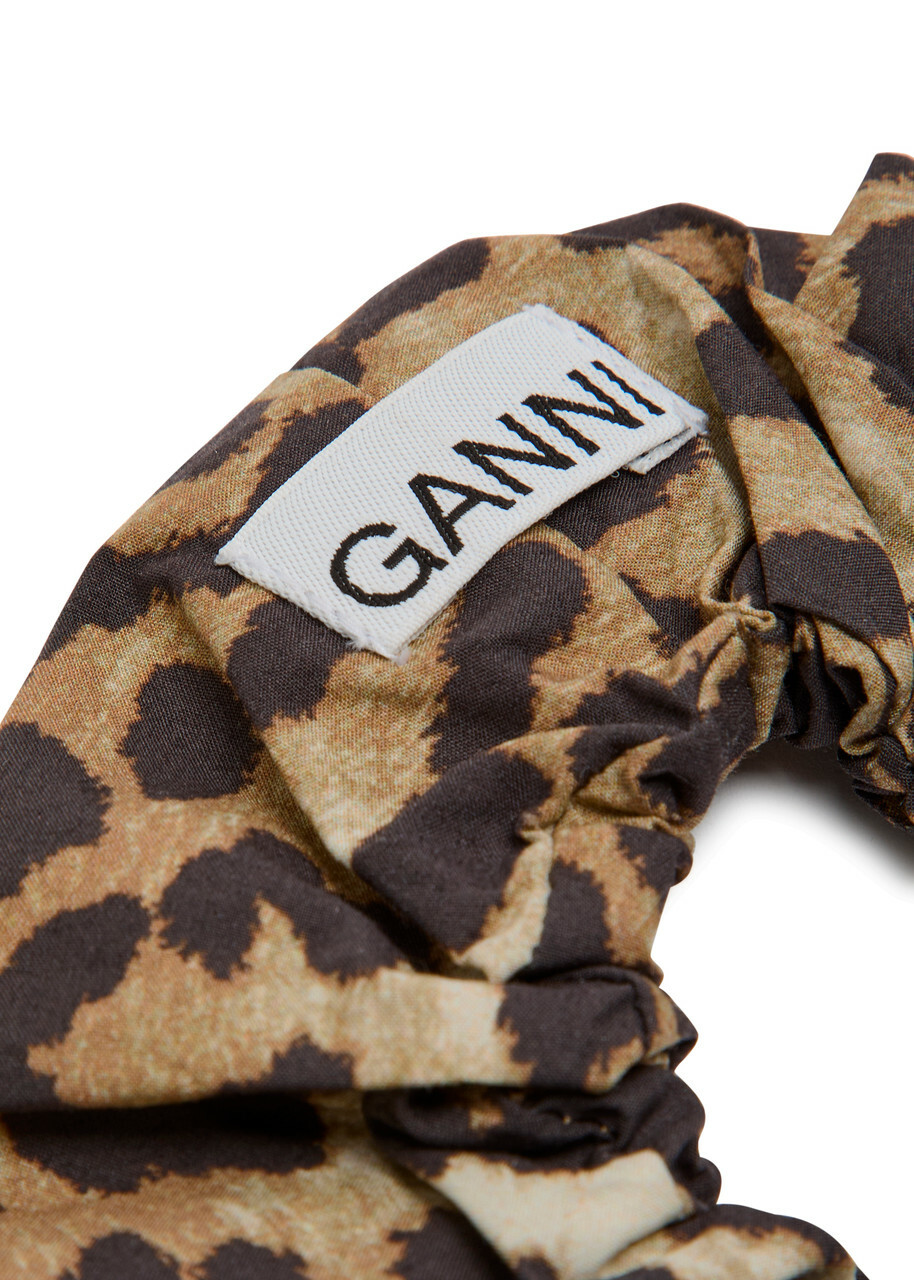 Ganni Leopard-print Nylon-blend Scrunchie - One Size