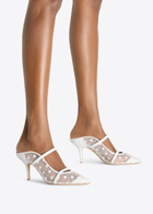 Malone Souliers Maureen 70 Floral-mesh Heeled Mules White