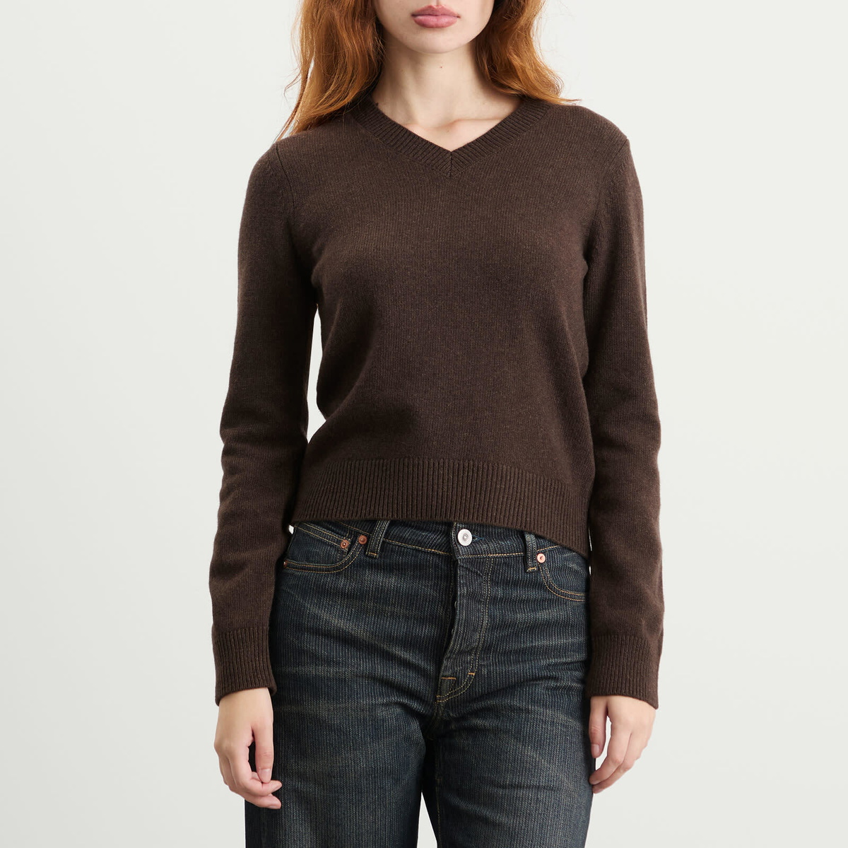 MM6 Maison Margiela Women's V-Neck Knitted Jumper in Brown