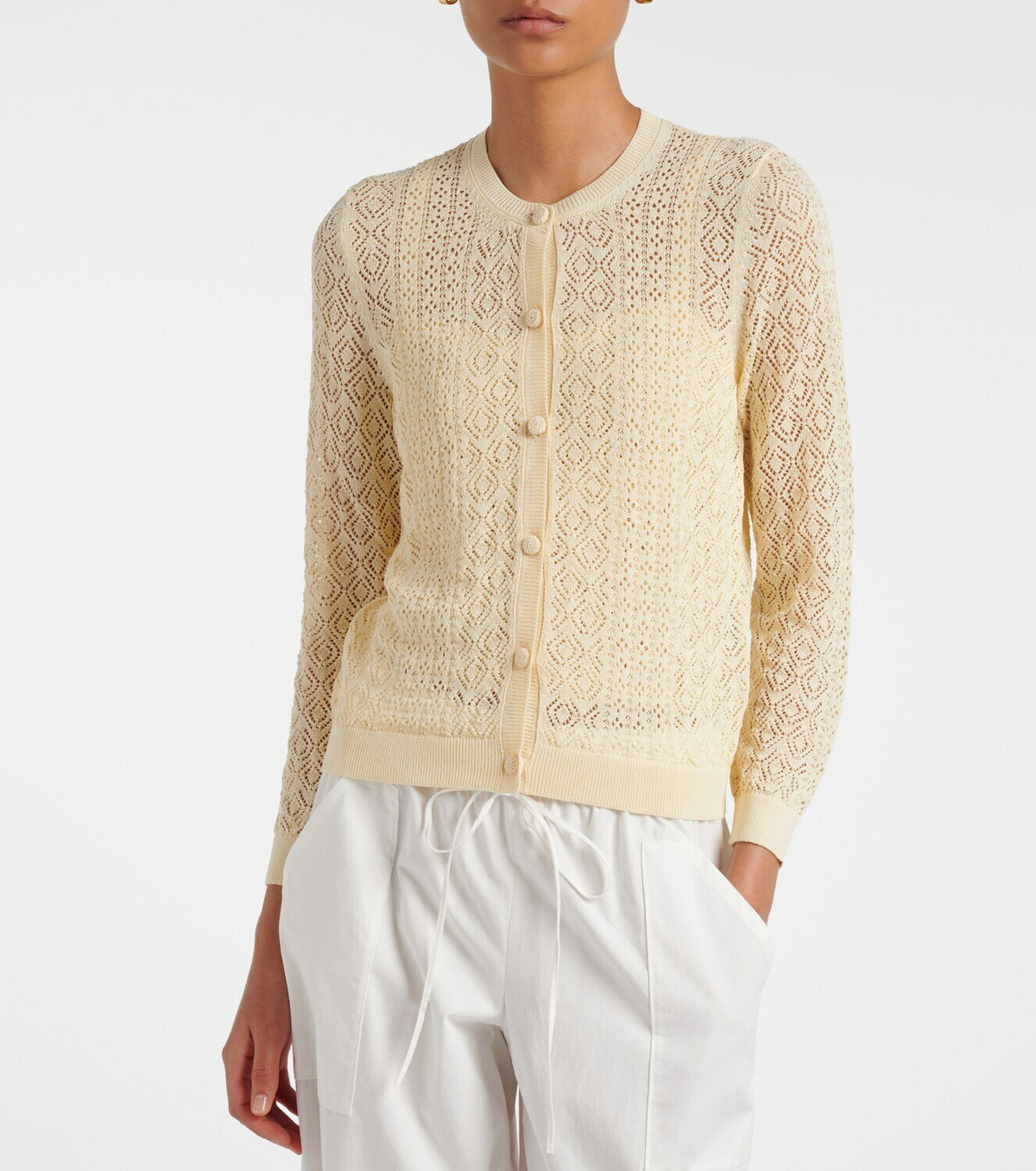 Dôen Nadille pointelle scalloped top