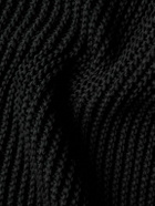 McQueen - Cropped Ribbed Logo-Jacquard Cotton Sweater - Black