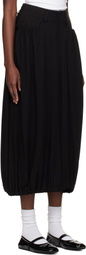 Y's Black Combination Denim Maxi Skirt