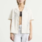 DUNST Women's Hand-Drawing Open Collared Shirt in Capri Ocean