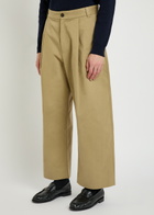 Studio Nicholson Peached Pleated Wide-leg Cotton-twill Trousers Tan