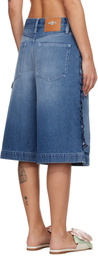 Simone Rocha Blue Ruffle Frill Denim Board Shorts