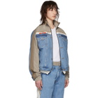 Martine Rose Blue and Beige Denim Hybrid Track Jacket