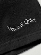 Museum Of Peace & Quiet - Wordmark Straight-Leg Logo-Embroidered Cotton-Jersey Shorts - Black
