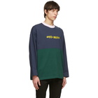 Brain Dead Navy and Green Heavyweight Logo Sweatshirt