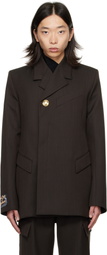 EGONlab Brown Golden Button Fitted Blazer
