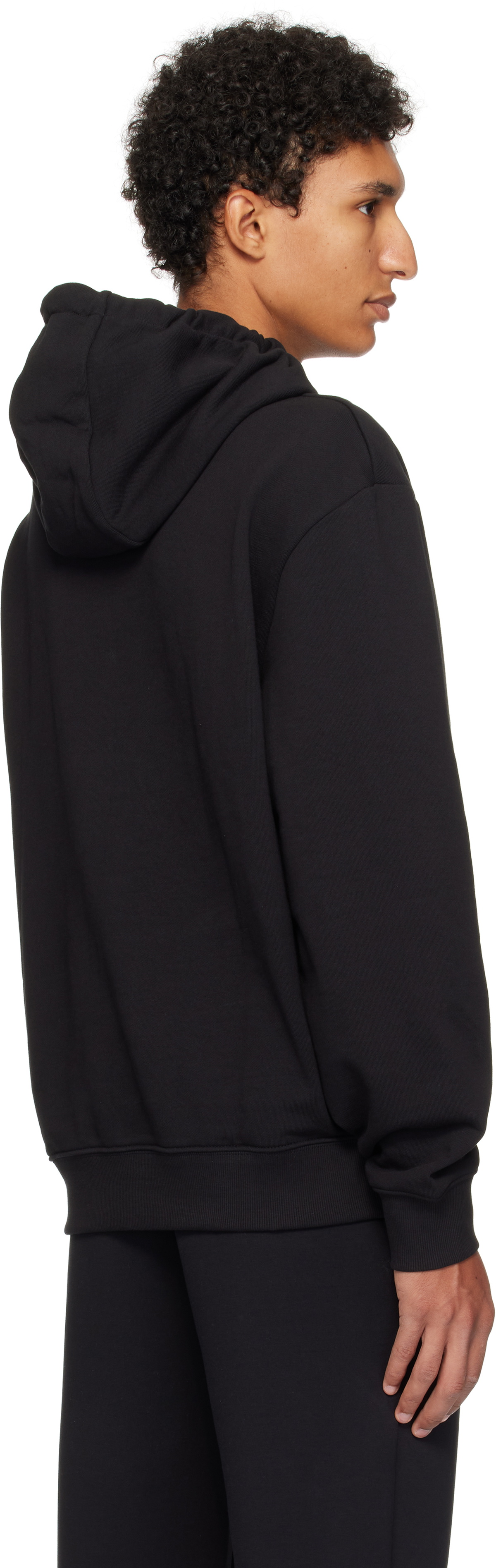 Hugo Black Cotton-Terry Relaxed-Fit Hoodie