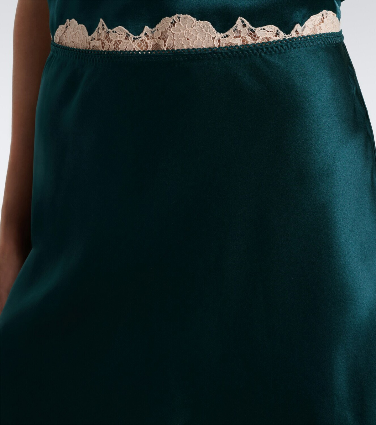 Dôen Giulietta lace-trimmed silk satin miniskirt