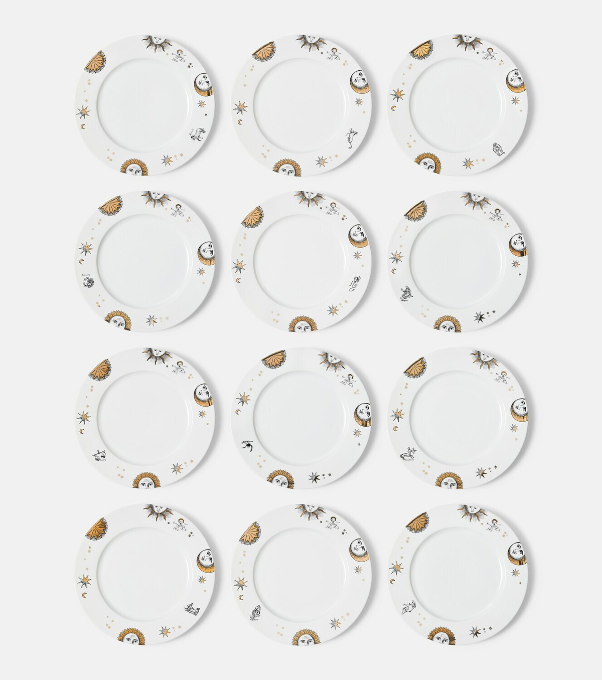 Fornasetti Astronomici set of 12 porcelain dinner plates