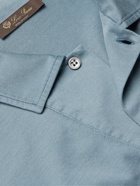 LORO PIANA - Cotton and Silk-Blend Piqué Polo Shirt - Blue