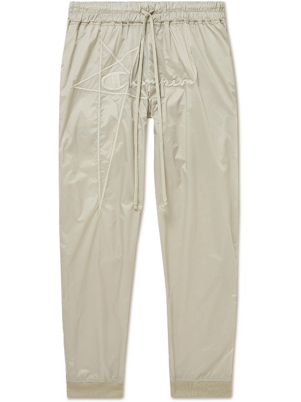 Photo: Rick Owens - Champion Tapered Logo-Embroidered Recycled Shell Sweatpants - Neutrals