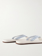 Brunello Cucinelli - Leather-Trimmed Striped Grosgrain Sandals - Blue