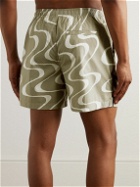 FRAME - Straight-Leg Printed Organic Cotton Drawstring Shorts - Green