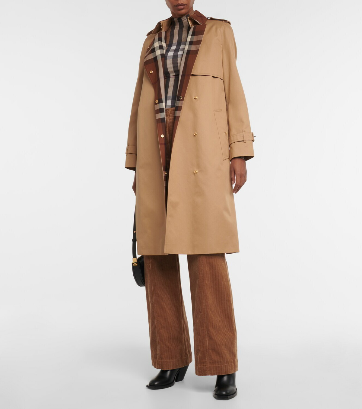 vintage check and leather ankle boots