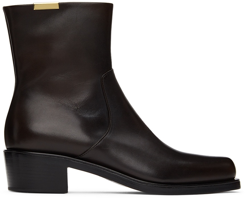 Photo: Rochas Homme Brown Leather Zip-Up Boots