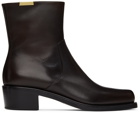 Rochas Homme Brown Leather Zip-Up Boots