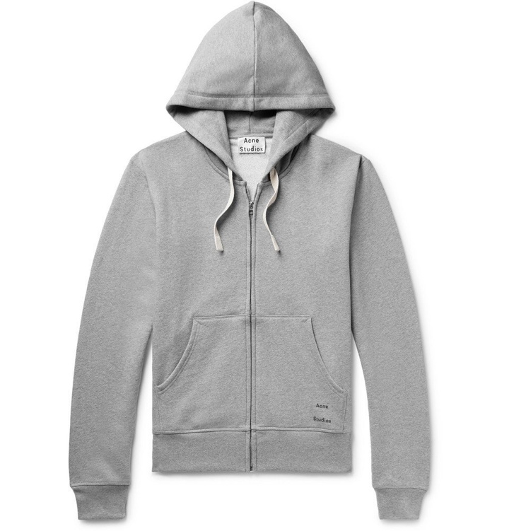 Photo: Acne Studios - Frake Slim-Fit Mélange Loopback Cotton-Jersey Zip-Up Hoodie - Men - Gray