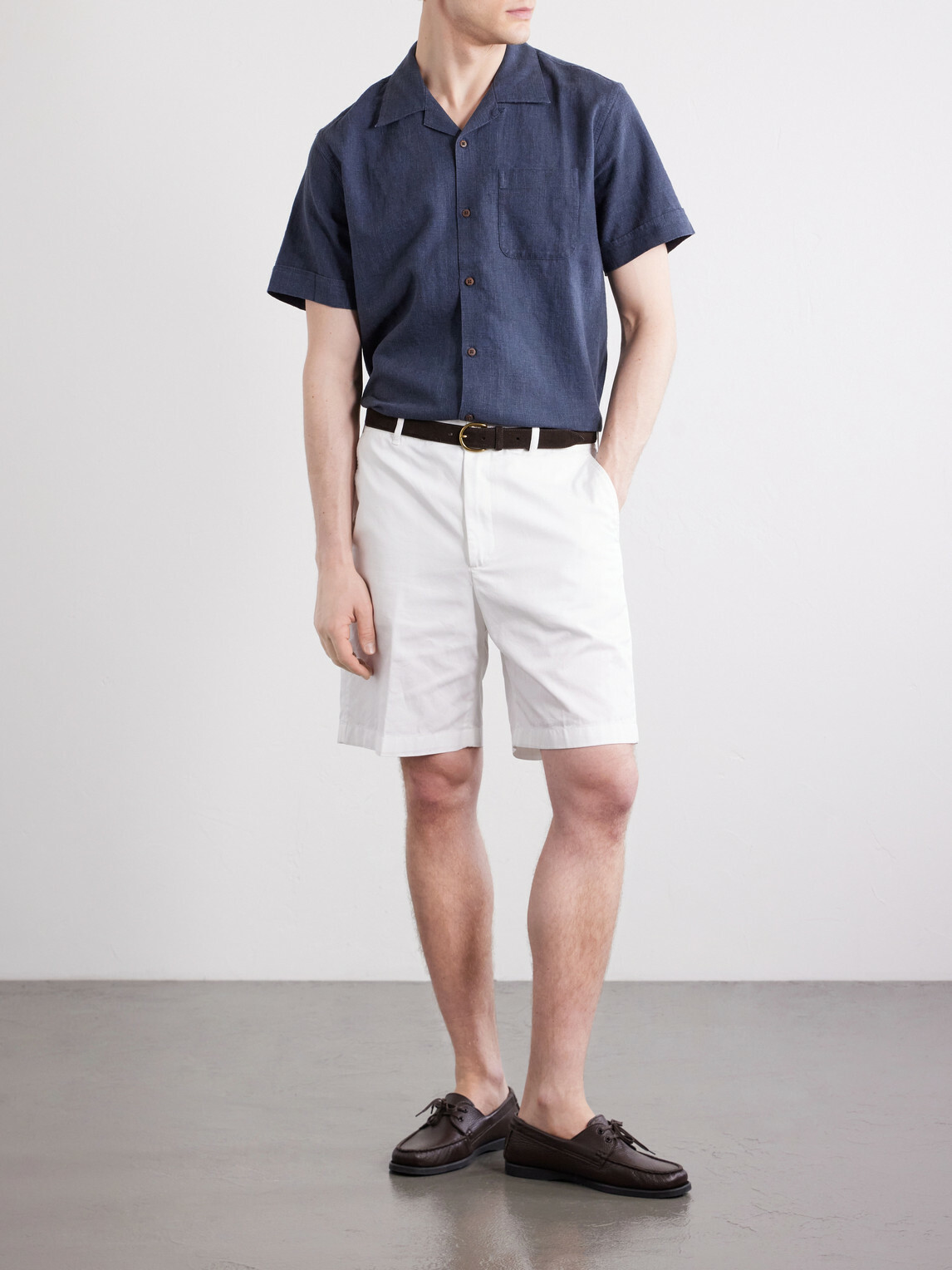 3sixteen - Convertible-collar Linen and Cotton-Blend Shirt - Blue
